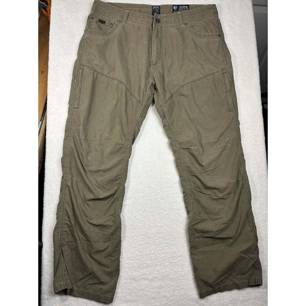 KÜHL Men's Khaki Outdoor Pants 38x32 Hiking Tactical Workwear Cotton Nylon